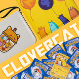 a group of objects on a yellow background with text: 'Pikachu w Meal Time coin you get for draw a Gnaw 20 --- CLOVERCAT'