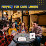 a group of people sitting around a table with text: 'PERFECT FOR CARD LOVERS'