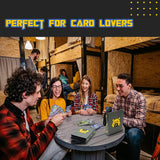 a group of people playing cards with text: 'PERFECT FOR CARD LOVERS'