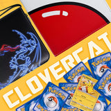 a group of cards and a bag with text: 'Pikachu Meal Time you get For draw card. Gnaw 20 CLOVERCAT'