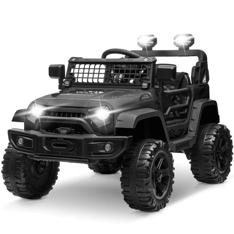 a black toy jeep with lights