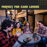 a group of people playing cards with text: 'PERFECT FOR CARD LOVERS'