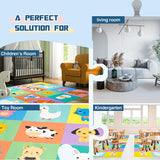 a collage of a room with a puzzle with text: 'A PERFECT living room SOLUTION FOR Children's Room Toy Room Kindergarten'