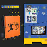 a basketball album with a basketball player and a basketball player with text: 'DIMEnSION -- Single Pocket Size 9.5" Fully Open --- --- 16"'