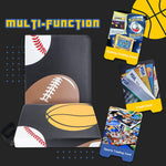 a baseball cards and a wallet with text: 'TRAINER m Finder mULTI-FUnCTION Discard 2 of the other cards from your hand in order to put card your discard Machamp Machen 100 Gaming Trading Cards . VISA BUSINESS VISA CARD VISA Credit Card 012 0197 Sports Trading Card'