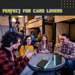 a group of people playing cards with text: 'PERFECT FOR CARD LOVERS'