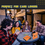 a group of people sitting at a table playing cards with text: 'PERFECT FOR CARD LOVERS'