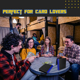 a group of people playing cards with text: 'PERFECT FOR CARD LOVERS'