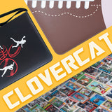 a close up of a book with text: 'CLOVERCAT PIRATES ED'