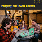 a group of people sitting around a table playing cards with text: '. PERFECT FOR CARD LOVERS 9'