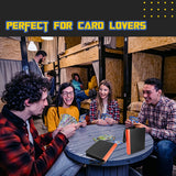 a group of people playing cards with text: 'PERFECT FOR CARD LOVERS'